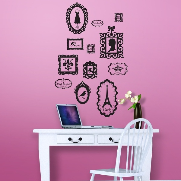 Rosa barnkammare för tjejer paris väggkonst klistermärken