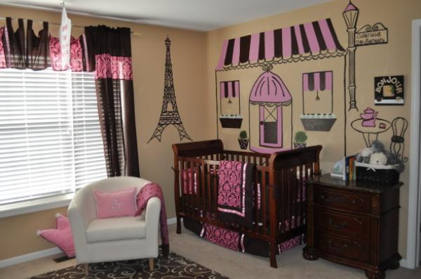 baby rum för flickor vintage möbler paris väggdekoration