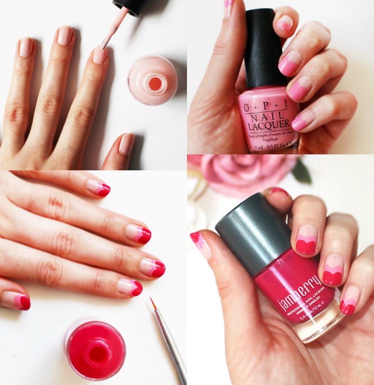 rosa-nagel-gör-det-själv-nagel-design-hjärta-röd-rosa-ljusrosa