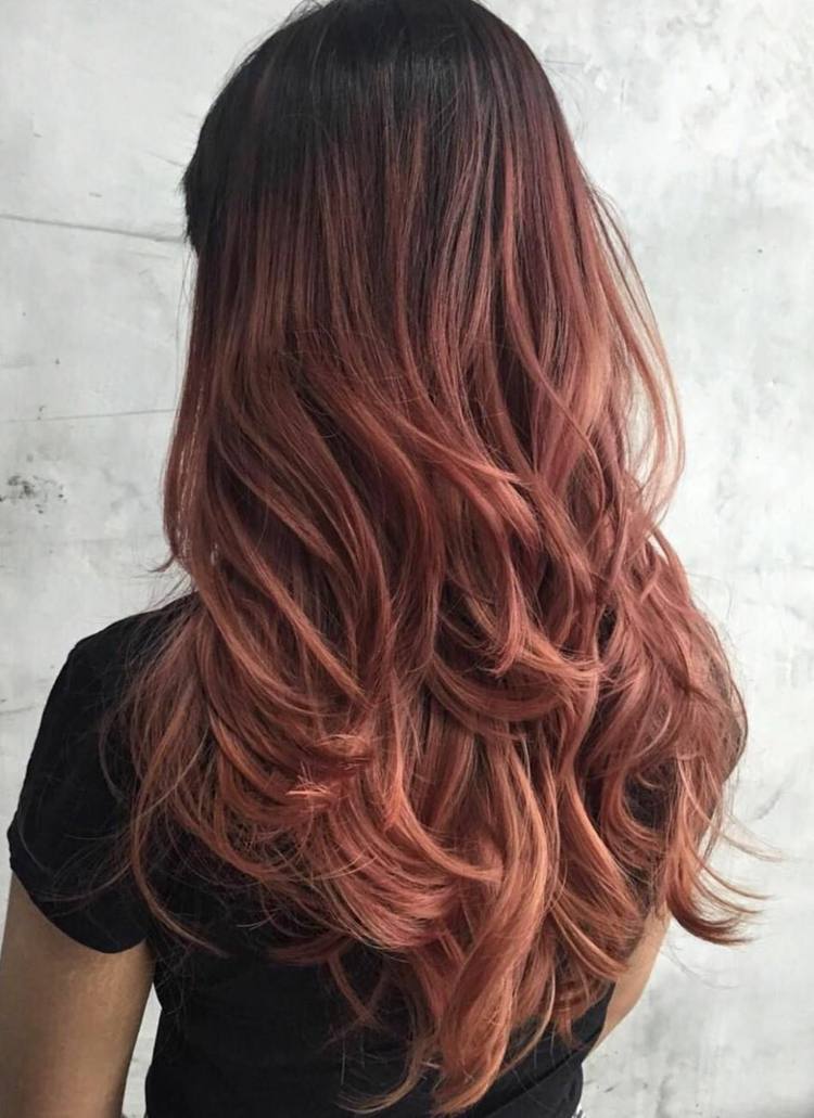 Rosa brun hårfärg mörk närmar sig frisyrer för brunetter idéer