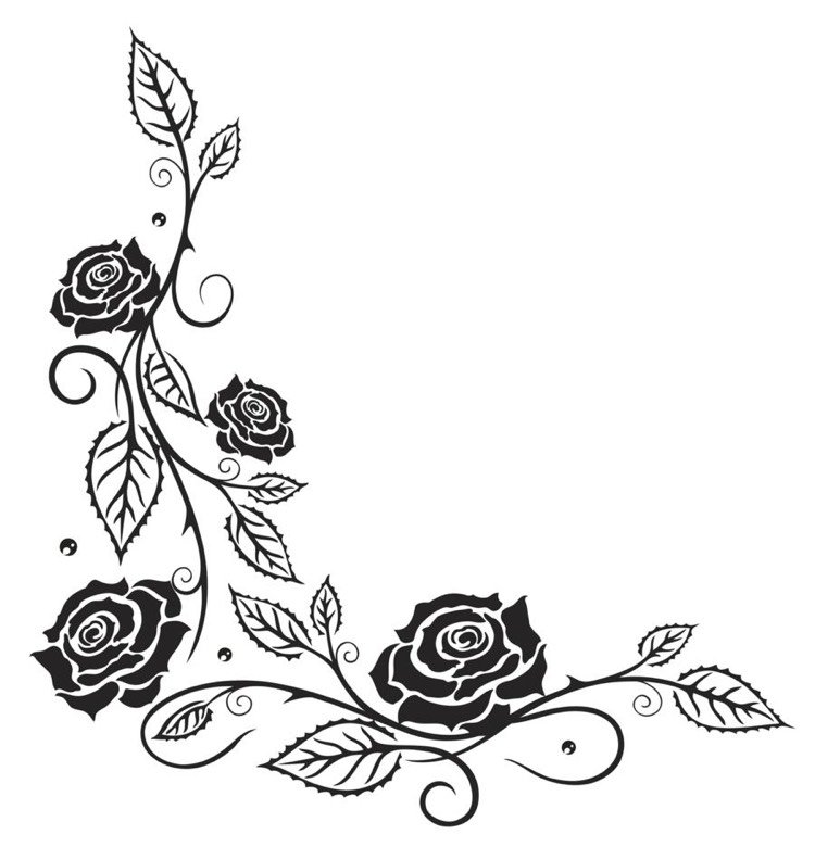 Rose tendril-tatuering-mall-fötter-mage-L-form