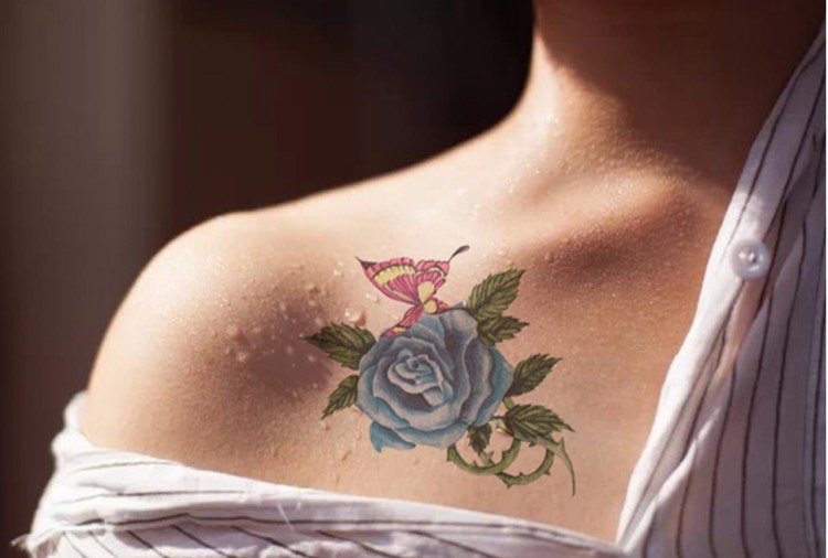 Rose tendril tattoo mening-blå-ros