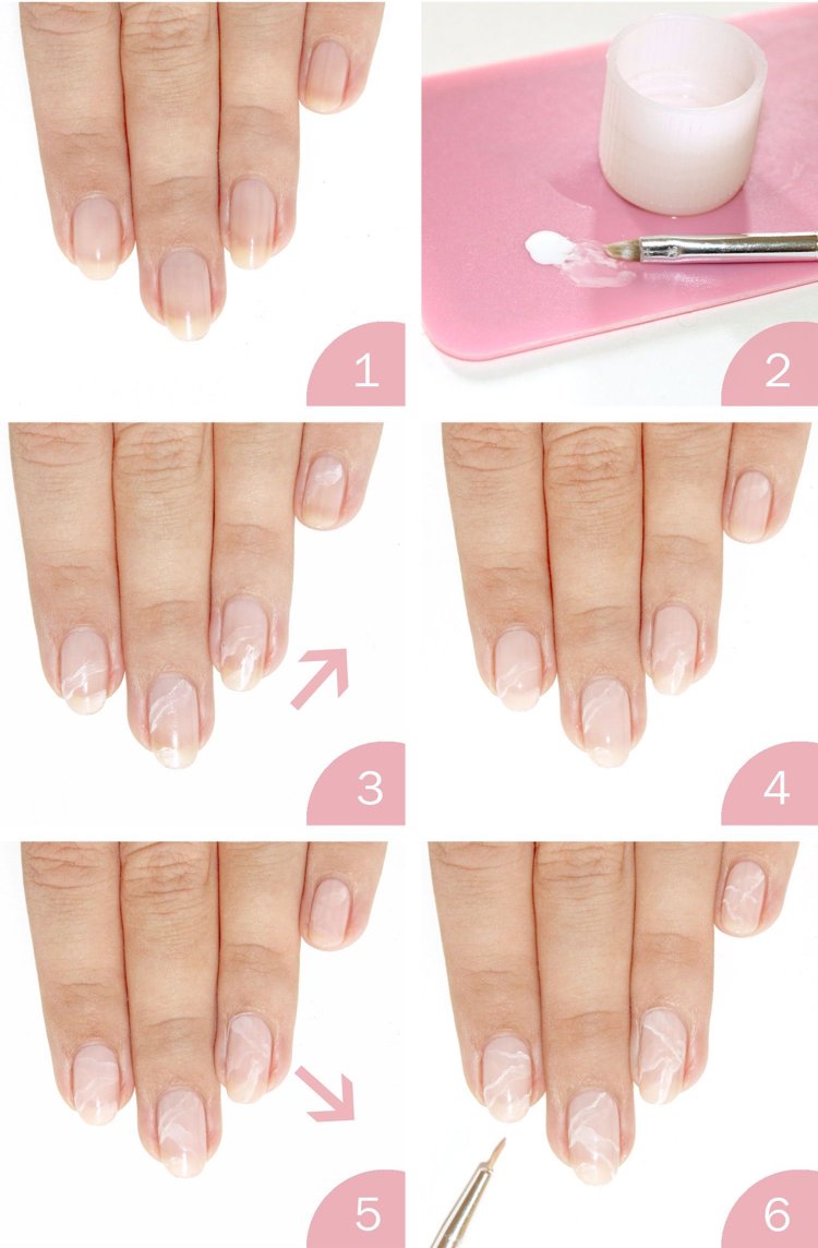 Gör rosenkvarts naglar själv Instruktioner med en tunn borste
