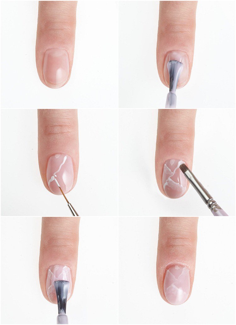 Rosenkvarts naglar instruktion med borste korta ovala naglar