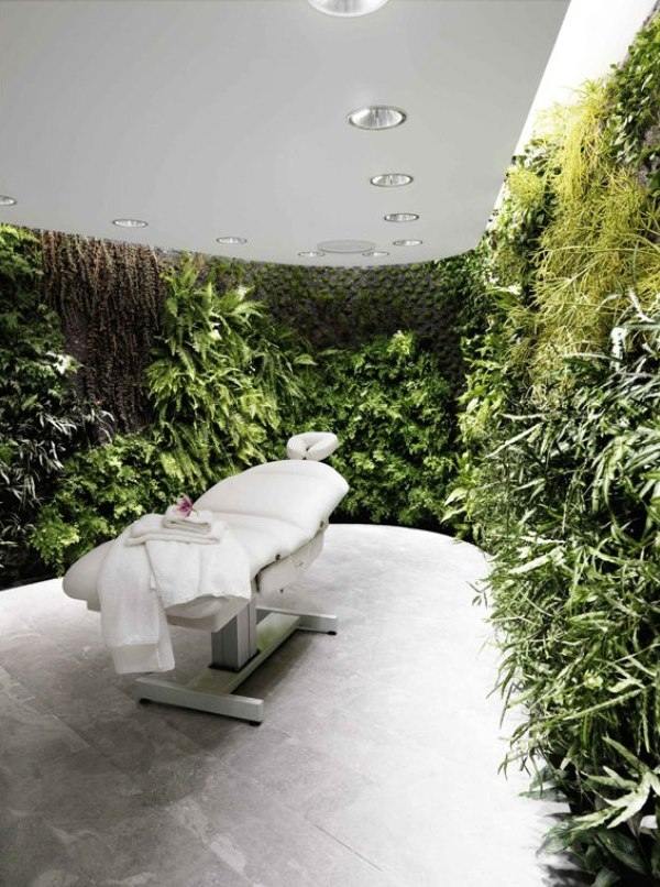 massagerum ekologisk inredning trend grön vägg rengör luften