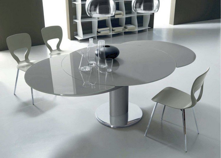 runda-matbord-moderna-utdragbart-glas-bordsskiva-piedestal-bord-metall