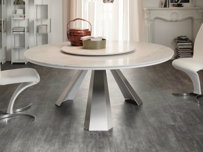 Rund-matbord-vit-marmor-look-metall ben-Lazy-Susan-Giorgio-Cattelan
