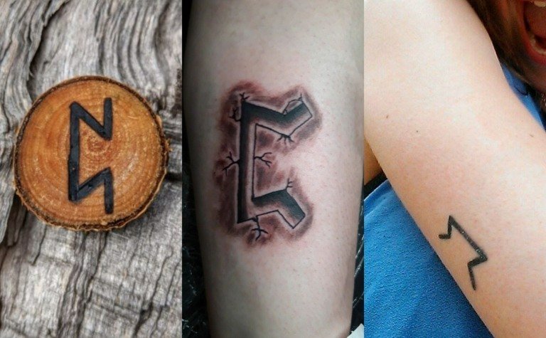 Perhtro Viking Symbols Betydelse Tatueringsdesign för kvinnor överarm