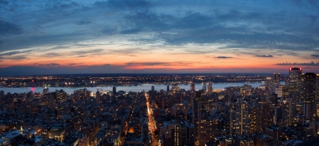 Murdoch ny lägenhet New York utsikt solnedgång
