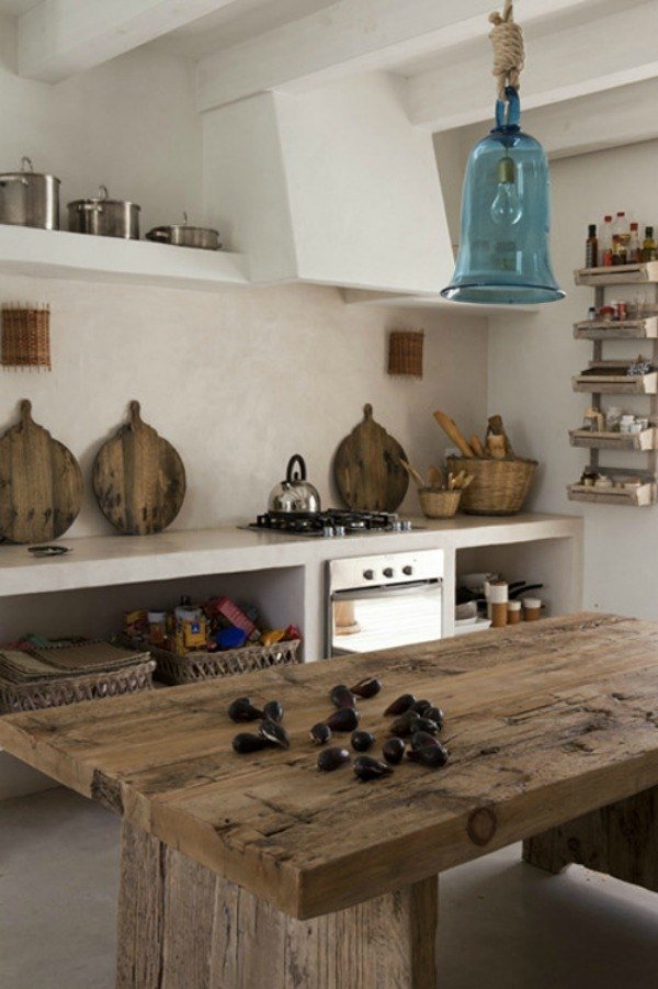 Modernt kök-rustikt matbord-hängande lampugn