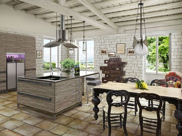 Vitt kök-rustika möbler-tillbehör heminredning dekorera idéer
