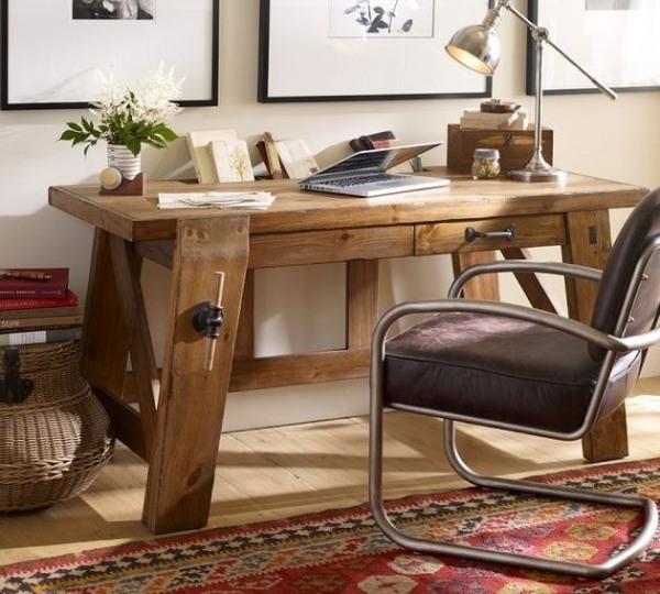 Hemmakontor design dekoration alternativ design möbler skrivbord massivt trä rustikt