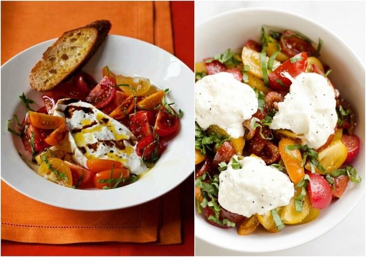 salladsrecept tomat basilika burrataost