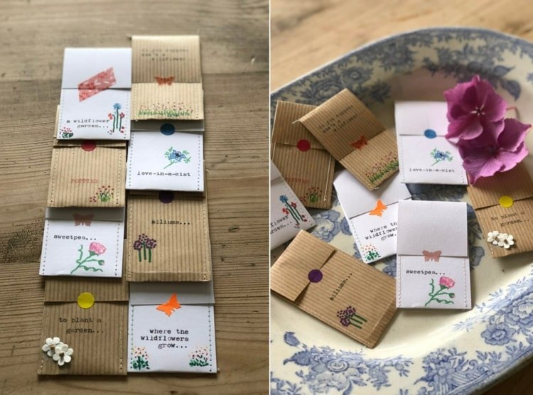 Gör vackra utsädespåsar med blommor i en vintagelook