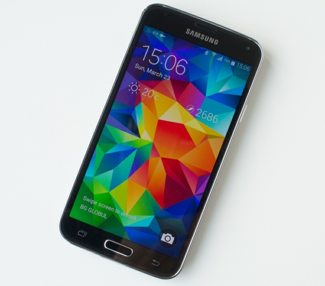 Galaxy S5 ny modell mobiltelefon testdisplay