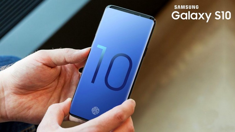 ny modell samsung S10 demonstration fingeravtryckssensor stor display