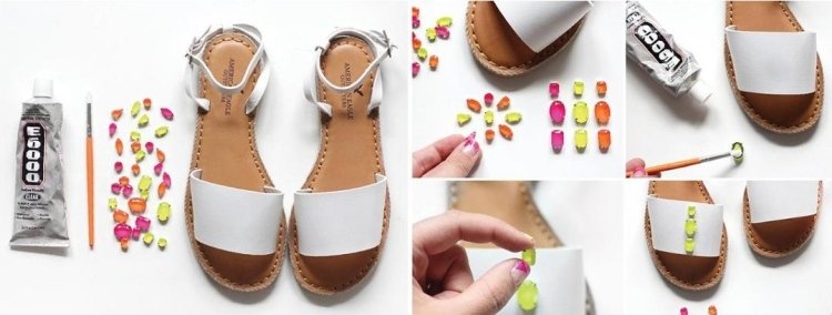 Krydda sandaler-vita-stenar-färgglada-stick-på-sommaren-diy