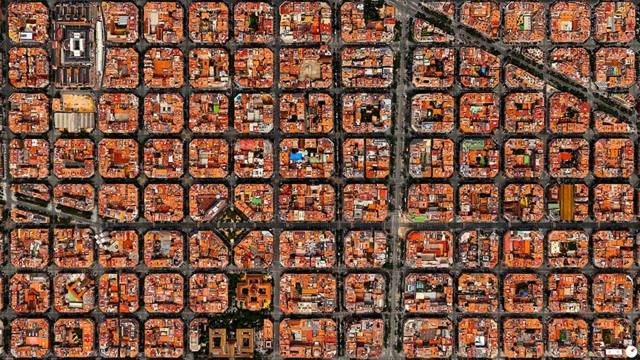 satellitbilder av Barcelonas världskvarter i Barcelona