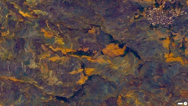 Ris terrasser yuanyang yunnan Kina satellit Asien
