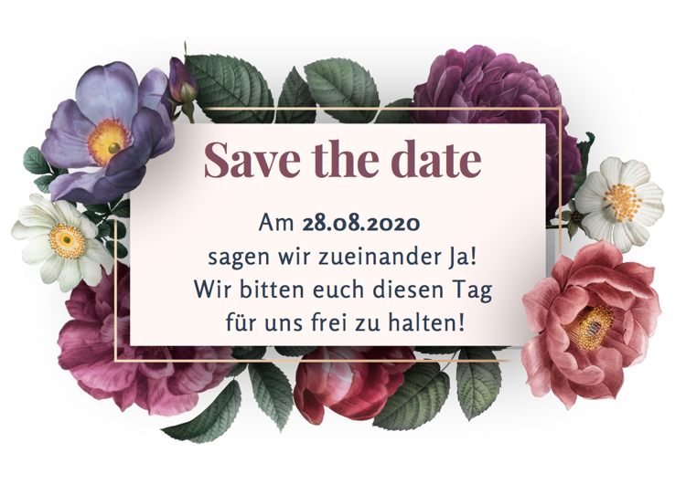 Spara datumkorten med blommor i ett romantiskt utseende