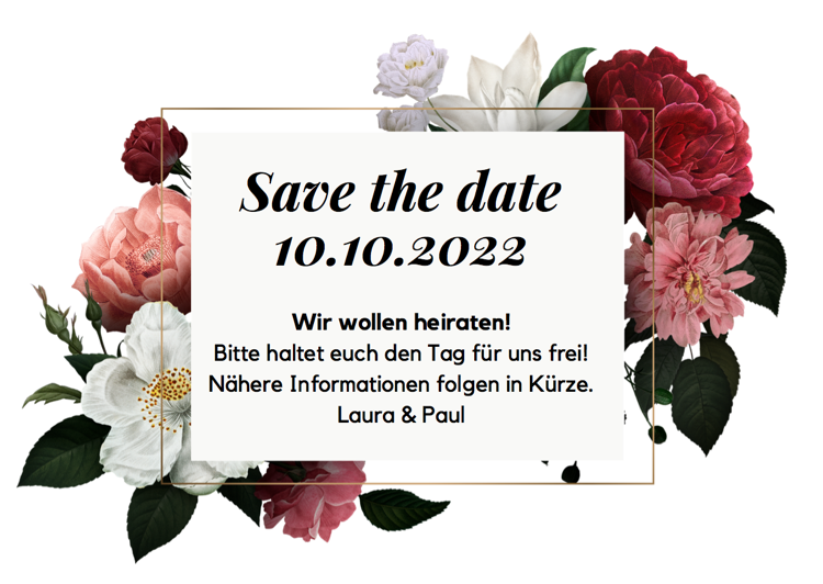 Spara datumkort med blommor vårbröllop rosa rött