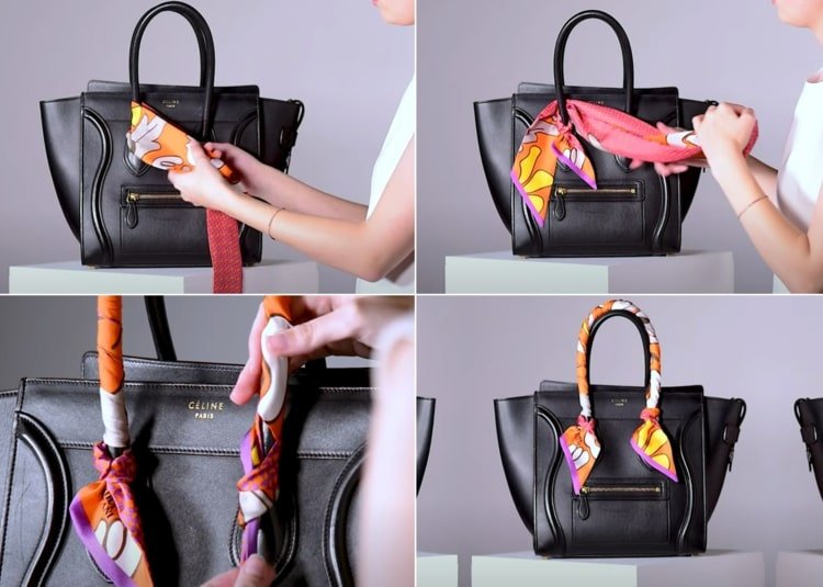 Scarf upcycling för väskor - försköna handtag med halsdukar