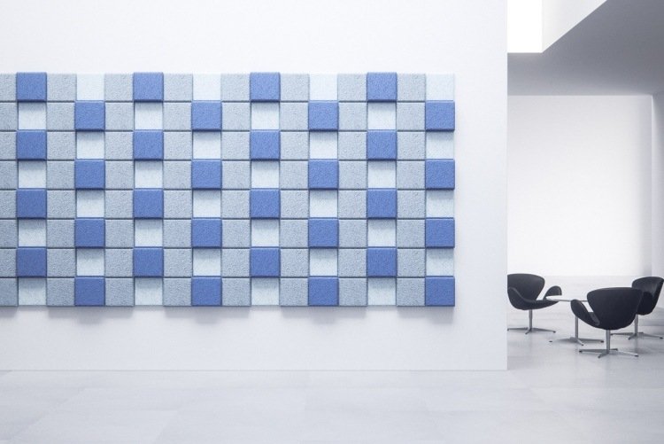 Ljuddämpare för rumsakustik -vägg-modern-kvadratisk-blå-nyans-färg