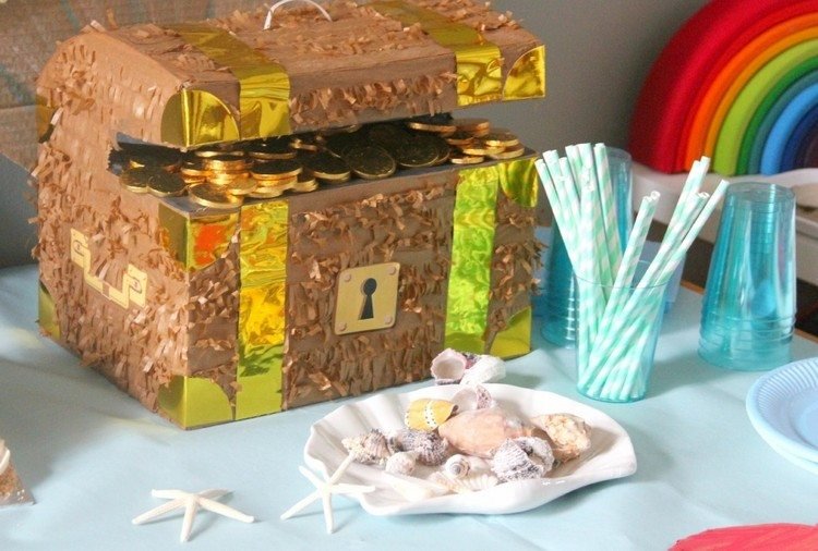 Skattkista-tinker-kartong-papper-dekoration-barns födelsedag