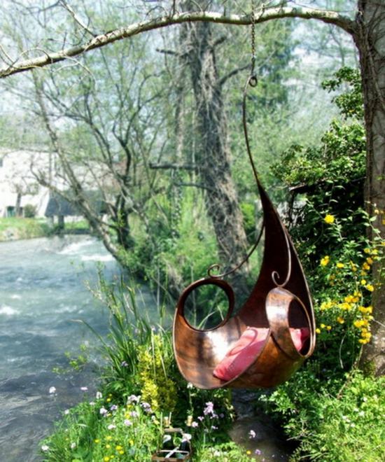 rustik trädgård swing idéer flod