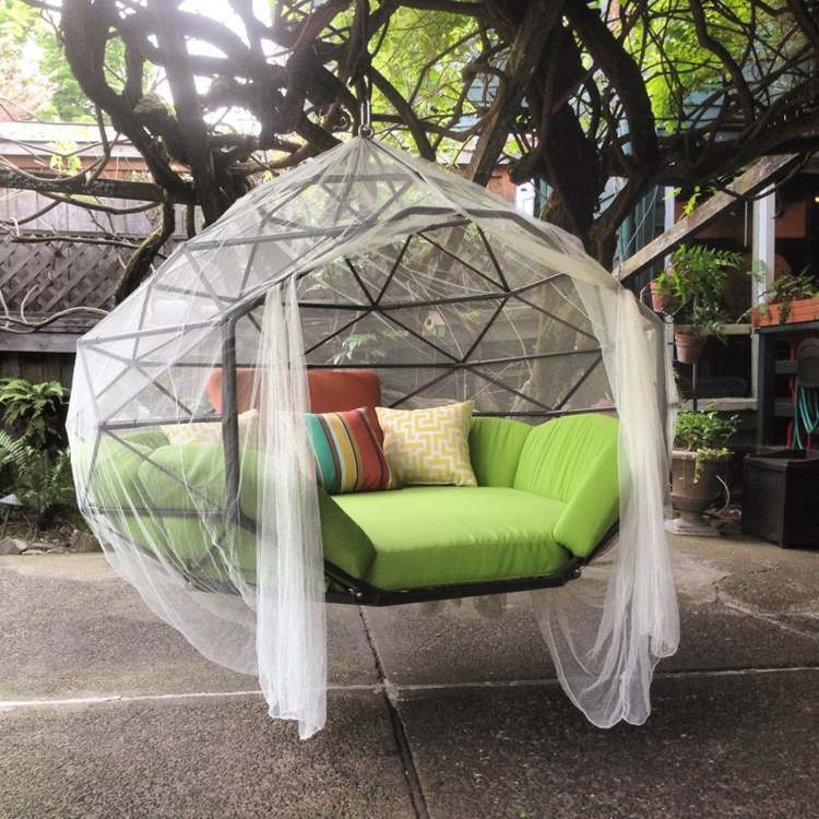 design abstrakt gunga myggnät baldakin romantik klädsel grön kudde