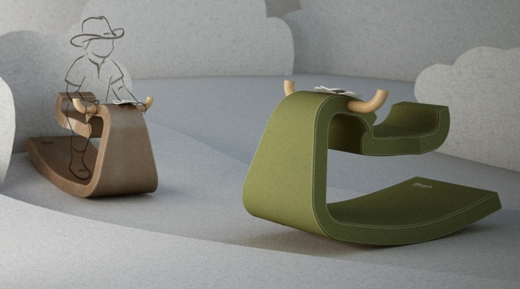 Gunghäst designerleksak läderklädd
