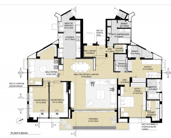 Luz lägenhet arkitektur plan möbler