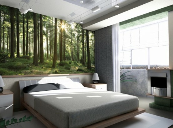 Forest Photo Wallpaper Wall Design Sovrum