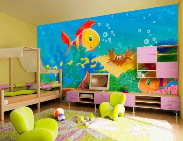roligt-färgat-fototapet-vägg-design-barnrum