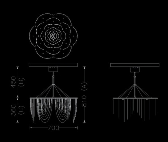 ljusdesign av willowlamp rose ljuskrona ritning