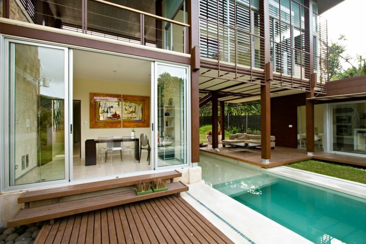 skjutdörrar-för-terrassen-hus-design-lätt att använda-pool