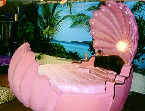 lyxig-rosa-färgad-skal-säng