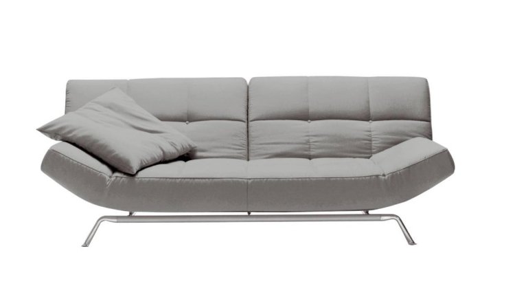 bäddsoffa-grå-Smala-ligne-roset-hopfällbar-funktion-metallram-kuddar