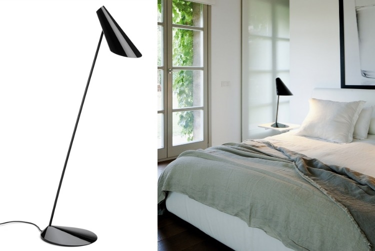 sovrum-belysning-minimalistisk-golv-lampa-konisk-lampskärm