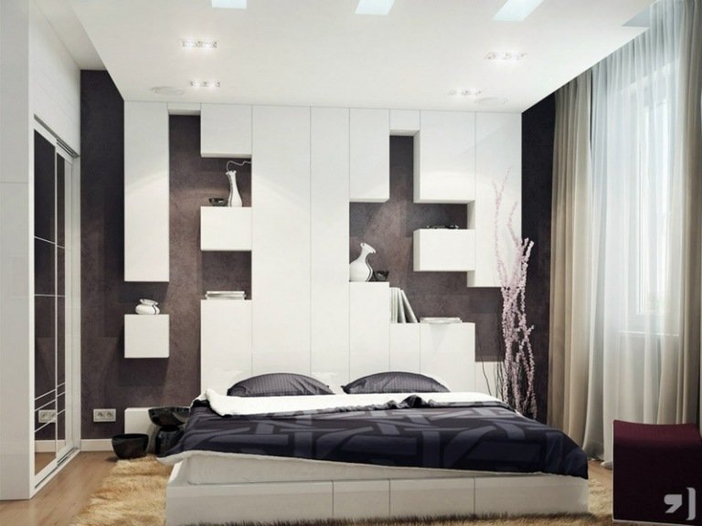 sovrum dekorera hylla idé skåp vita moderna dekorationer