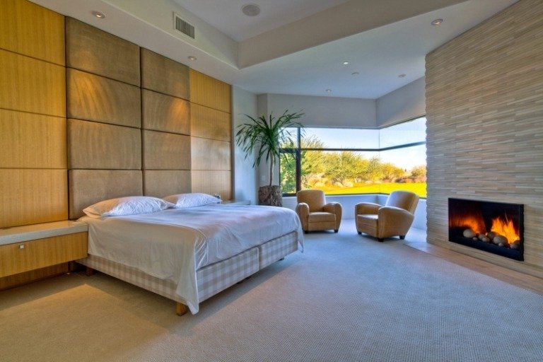 sovrum dekorera sänggavel design klädsel läder väggbeklädnad vedspis