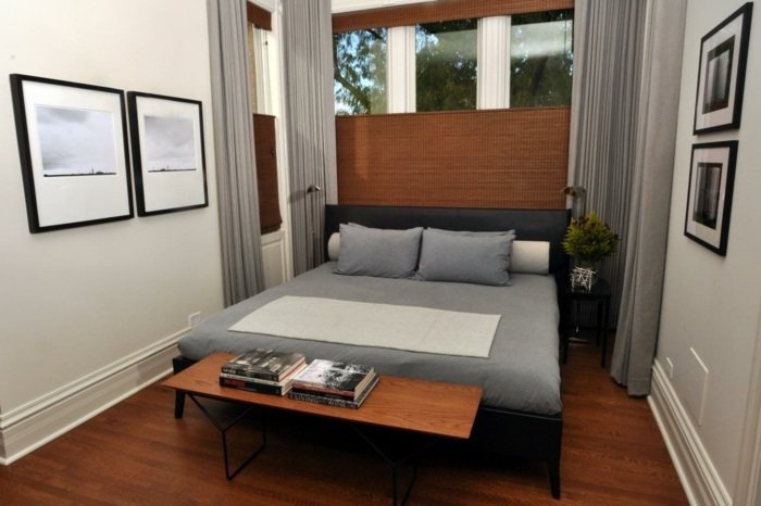 interiör sovrum grå trä parkett modern stil