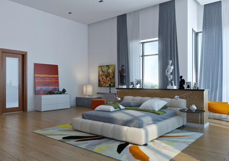 Sovrum modern stor matta färgglatt laminatgolv