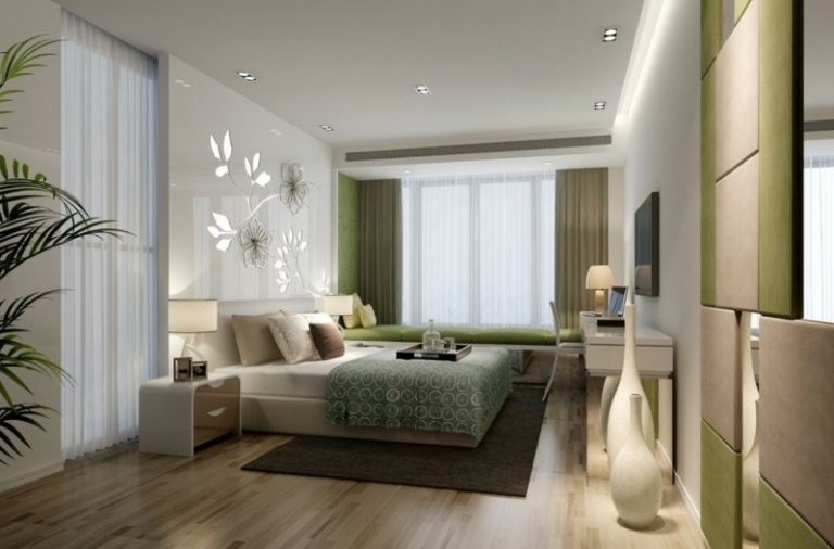 sovrum färg design moderna blommotiv accent vägglaminat