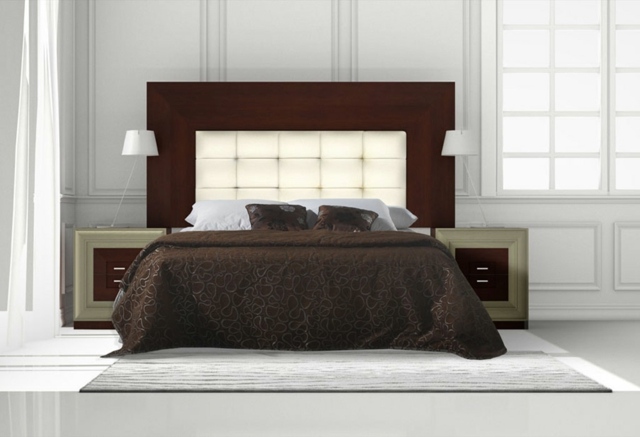 moderna säng sänggavel läder design sängbord