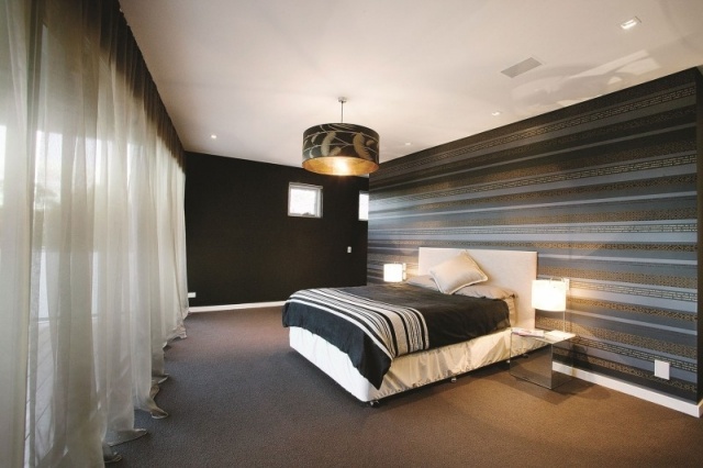 moderna sovrum idéer vägg design deco tapeter svart guld