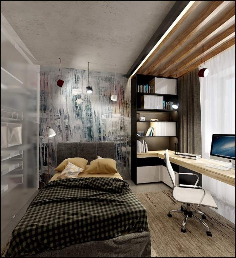 Sovrumsidéer med trender för skrivbordsmöbler för att möblera liten lägenhet