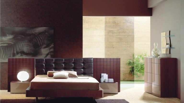 sovrum modern röd färg elegant läder byrå
