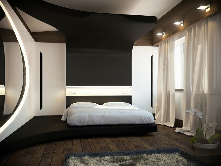 gardin-design-sovrum-piedestal-säng-brun-design-parkett-orkidé