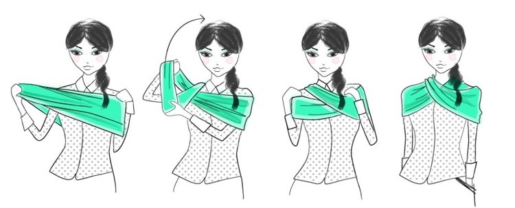 Knyt en tube halsduk stil en rund halsduk halsduk axel